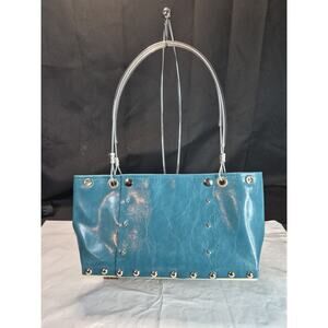 Renee Strong Rode Purse Vegan Bag Gloss Teal Mid-size Industrial Made To Last..